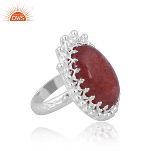 Beat Design 925 argent Sterling naturel fraise Quartz pierres précieuses bague bijoux personnalisés pour les femmes cadeau pour elle - Product Image 3
