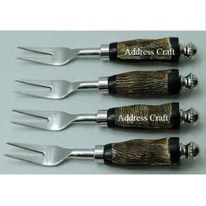 Juego de tenedor de cena de estilo elegante de tenedor de cóctel de acero inoxidable con mango de cuerno Natural juego de vajilla cubiertos Mini tenedores de fruta - Product Image 1