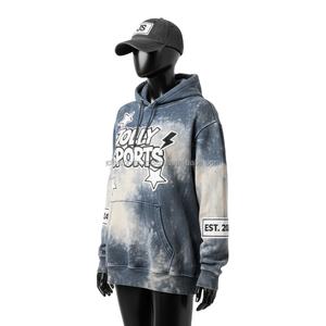 Sweat à capuche pour femme Sun Fade Premium en molleton de coton 320 GSM, bleu vintage beige, manches à panneaux, logo imprimé sur écran personnalisé, sweats lavés - Product Image 4