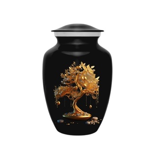 Urna Funeraria Negra con Flores y Bolsa de Terciopelo de 6 y 10 Pulgadas, Urna para Cenizas Humanas, Urna Grande para Cremación con Flores, Capacidad para hasta 200 Libras - Product Image 4