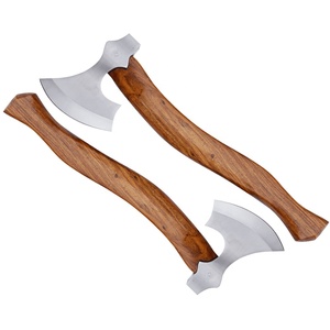 อุปกรณ์ตั้งแคมป์กลางแจ้งขวานเหล็กพร้อมด้ามจับไม้และปลอกหนังเครื่องมือสำหรับการตั้งแคมป์งานตามสั่ง - Product Image 5