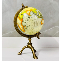 Globe terrestre classique en métal, diamètre standard, globe géographique éducatif vintage avec base en laiton pour la maison, le bureau ou la table