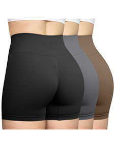 Women's Seamless Breathable Cotton Active Lightweight Fitness Shorts <b>Bow</b> Button Skinny Fit Elastic Waist Scrunch Butt Design - Product Image 6