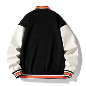 Chaqueta de béisbol Bomber para hombre, ropa de calle, bordada con letras, manga de cuero, holgada, para parejas - Product Image 2