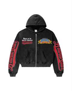 Relicstar calidad logotipo personalizado sudaderas Unisex estampado gráfico sudaderas con cremallera cremalleras algodón Rhinestone Streetwear Sudadera con capucha - Product Image 2