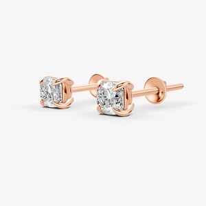Pendientes Solitarios Clásicos con Diamantes Cultivados en Laboratorio de Corte Cojín de 0.88 Quilates, EF-VVS2, en Oro Sólido de 14K, Joyería Moderna - Product Image 3
