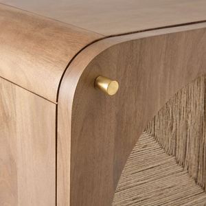 Table de chevet à armature en bois de teck massif avec design moderne tissé en rotin pour l'intérieur pour la chambre à coucher, le salon ou l'hôtel - Product Image 6