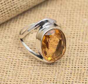 Bague en pierre précieuse citrine faite à la main en argent sterling 925, bijoux en pierre ovale, cadeau pour femmes, élégant et unique - Product Image 5