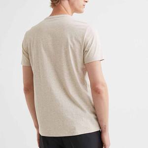 Camiseta entallada de algodón suave, jersey de cuello redondo con adorno acanalado finamente y camiseta con dobladillo de corte recto - Product Image 1