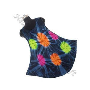 Indio hermoso Tie Dye impreso rayón tela étnica hecha a mano rayón tela vestido atractivo Tie Dye largo abierto Maxi vestido mujeres - Product Image 3