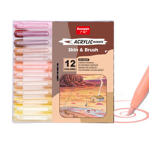 光娜12色亚克力肤色笔套装塑料画笔，用于绘画和素描 - Product Image 1
