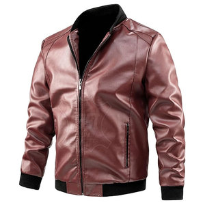 Fashion <b>Men's</b> <b>Leather</b> <b>Jackets</b> Autumn Solid Color <b>Jacket</b> Popular Simple Casual Male <b>Jacket</b> In Adult Size - Product Image 1
