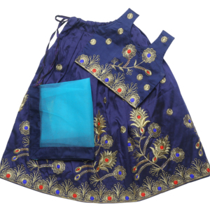 Shoryam Fashion - Robe Lehenga Choli brodée bleue pour filles |   Tenue ethnique longue pour toutes les saisons, coupe classique, idéale pour les fêtes - Product Image 1
