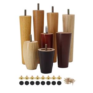 Pieds de canapé coniques en bois de caoutchouc massif personnalisés Pieds de meubles robustes pour l'hôpital et le salon Design moderne - Product Image 3
