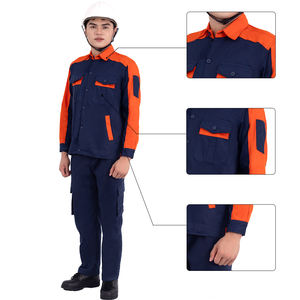 Conjunto de uniformes industriales transpirables de dos piezas Material de algodón y poliéster para trabajo - Product Image 1