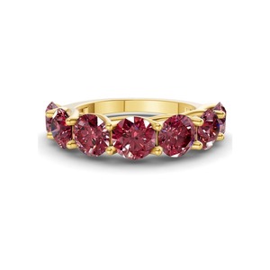 Petit diamant de laboratoire rond couleur Cognac Cerise 0,50 carats TW en or massif 14K, clarté VS, 5 diamants couleur ambre chaud - Product Image 1