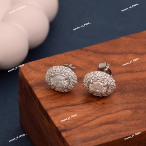 925 <b>Sterling</b> <b>Silver</b> <b>Stud</b> Earrings Oval Cut Prong Setting With Moissanite Diamond For Luxury Earrings Men Women Gift - Product Image 3