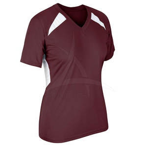 เสื้อซอฟต์บอลคุณภาพสูง แห้งเร็ว ระบายอากาศได้ดี สวมใส่สบาย ผลิตจากโพลีเอสเตอร์ 100% คอวี สีและโลโก้ปรับแต่งได้ตามต้องการ รับผลิตแบบ OEM - Product Image 6