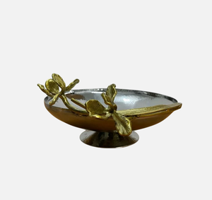 Ensalada de Metal negro de la mejor calidad y cuenco con acento Floral dorado para decoración del hogar Servidor de plato de tuerca de mesa a bajo precio - Product Image 4