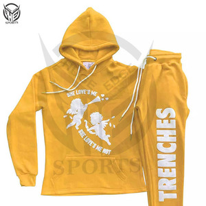 Conjunto de pantalones de chándal y Sudadera con capucha para hombre de alta calidad con logotipo estampado Puff personalizado, chándal deportivo de invierno, chándal de dos piezas para correr - Product Image 5