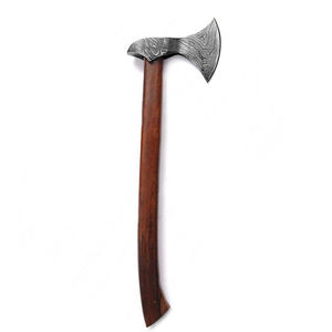Hacha Tradicional de Acero de Damasco para Exteriores, Cabeza de Acero con Patrón Hecho a Mano, con Mango Largo de Madera para Acampar, Cazar y Uso General - Product Image 6