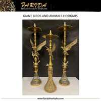 Cachimbas Farida de Lujo con Diseño Único, Cachimba Gigante Egipcia de Latón Macizo con Forma de Aves y Animales, 85-100cm, Florero de Vidrio, Shisha para Fumar, Edición Limitada