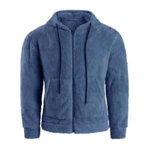 Sweat-shirt à capuche unisexe 100% coton doublé en fourrure Sherpa brodé pour l'hiver avec capuche lourde pour hommes - Product Image 5