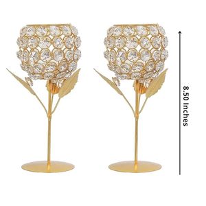 Porte-bougie en métal doré romantique pour Noël, pour mariage et dîner aux chandelles & décorations d'intérieur - Product Image 3