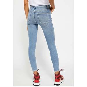 Leggings in denim blu indaco Free People, modello crop, a vita alta, stile skinny, traspiranti, elasticizzati, vestibilità ampia XL. - Product Image 2