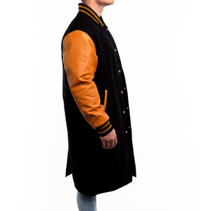 Corps en laine noir personnalisé et manches en cuir Old Gold Sleeves Letterman Coat Vestes Letterman Varsity Coat Jacket - Product Image 6