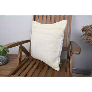 Almohada con estampado Vintage de lujo de lana Beige de 18x18 pulgadas, estilo de retales tejido con acento rústico de granja, portátil para uso en sofá de dormitorio - Product Image 3