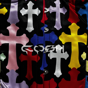 Corsé de satén con estampado cruzado multicolor, con copas con aros y varillas de acero, estilo bustier escote corazón - Product Image 3