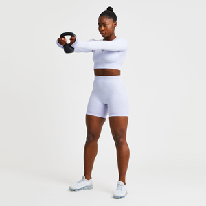 Pantalones cortos de gimnasio de alta calidad para mujer Pantalones cortos de Yoga de compresión transpirables para apariencia teñida lisa - Product Image 5