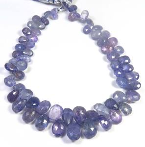 Natural Tanzanite Faceted Pear Bio Beads 7.5-12mm 9"Strand <b>African</b> Bio Tanzanite Gemstone Beads - Product Image 5