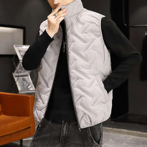 Chaleco cálido de invierno para hombre, chaqueta sin mangas, chaquetas para hombre, chaleco informal de otoño con cuello levantado, chalecos sólidos para hombre, prendas de vestir de talla grande - Product Image 1