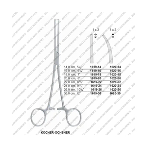 คีมห้ามเลือด KOCHER-OCHSNER โค้ง14ซม. ใช้มือเครื่องมือผ่าตัดพร้อมกรรไกรสเตนเลสไทเทเนียมแหล่งพลังงาน - Product Image 1