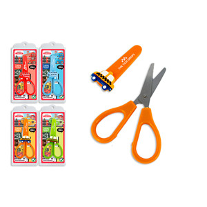 Forbici della scuola dello studente con la punta rotonda maniglia di plastica custodia per auto per i bambini - Product Image 1