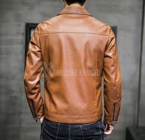 แจ็กเก็ตหนังแท้สำหรับผู้ชายเสื้อคลุมฤดูหนาวทนทานดีไซน์คลาสสิกสั่งโลโก้ได้ตามต้องการ - Product Image 6