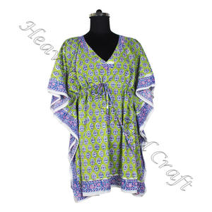 Nouvelle arrivée 2024 indien main bloc imprimé caftan Robe KFCS081 Robe d'été Kimono vacances coupe ample Robe vêtements pour femmes - Product Image 1
