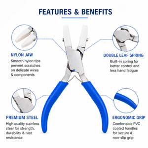 Premium Flat Nose Pliers <b>Nylon</b> Jaw Jewelry Tool Scratch Free Wire Work Craft Pliers Durable Non <b>Slip</b> Grip - Product Image 5