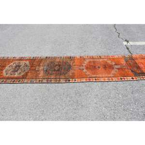 Elégant tapis turc vintage 2.5x13.6ft classique Orange & Violet Design tissage plat laine Latex support pour décorations de salon - Product Image 3