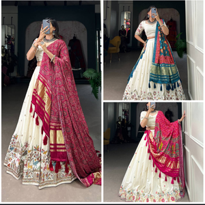 Navratri Special Festival Collection Khadi Coton Soie Lehenga Choli avec Fil Travail pour Tenue de Fête pour Femme Indienne - Product Image 6