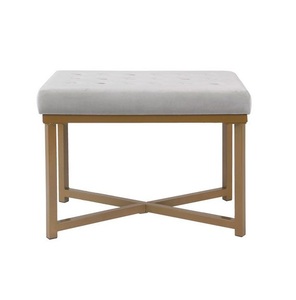 Taburete de Bar otomano de calidad antigua de diseño simple con top de terciopelo blanco soporte brillante de metal dorado mini taburete mejor tasa de venta de calidad - Product Image 1