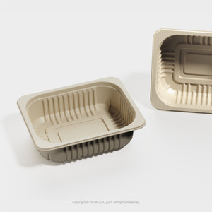[REVATION] Paper <b>Pulp</b> Eco Bento Box with Oil & Water Resistant Biodegradable Bagasse Packaging Customizable Logo - Product Image 3