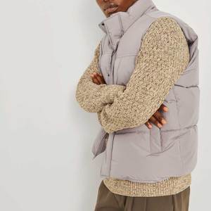 Nouvelle veste d'hiver matelassée noire pour homme 2026 avec logo personnalisé, col mandarin, poches zippées et doublure chauffante en soie - Product Image 6