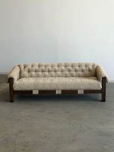 Modern Tufted Chesterfield <b>Sofa</b> Solid <b>Wood</b> <b>Frame</b> Fabric Upholstery Three Seat Rolled Arms Midcentury Design Living RoomFurniture - Product Image 2