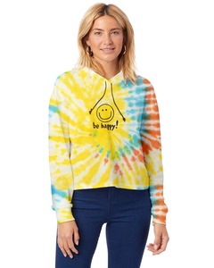 Sudadera con capucha corta XS para mujer de calidad superior, tinte de corbata personalizado y gráfico de cara sonriente, ajuste perfecto para cualquier ocasión - Product Image 1