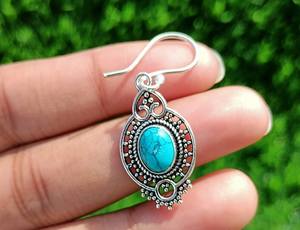 Boho 925 Silver Plated Vintage <b>Turquoise</b> Gemstone Dangle Drop <b>Earrings</b> Handmade Jewelry Gift For Women Unique <b>Earrings</b> - Product Image 3