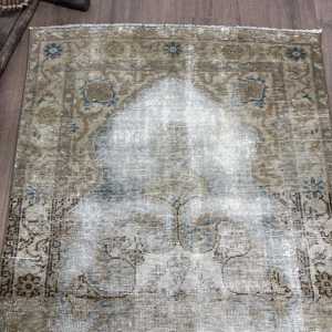 Turkish Area Rug, 3.6x6.7 ft Vintage Rug, <b>Brown</b> <b>Wool</b> Rug - Product Image 4