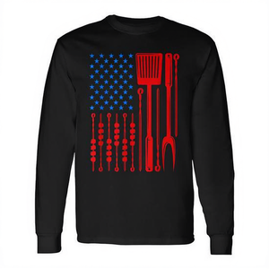 Barbecue <b>Son</b> Dad Husband <b>Fathers</b> Day American Flag Long Sleeve T-<b>Shirt</b> - Product Image 2